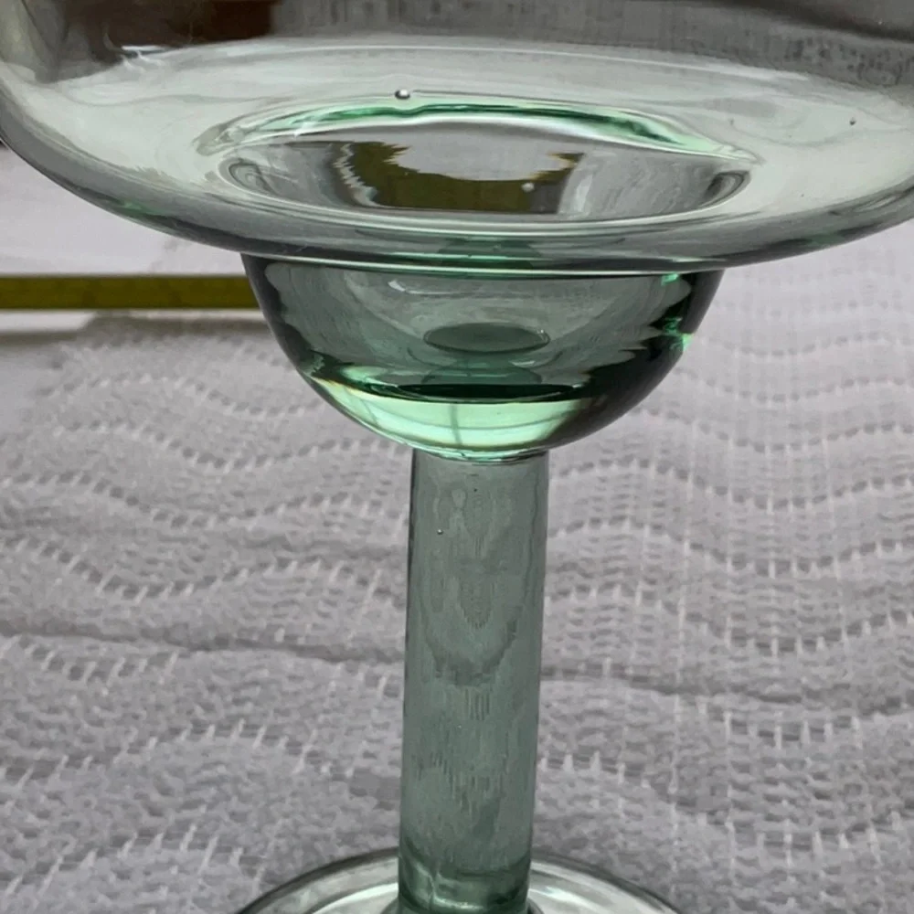 Large Margarita Glasses Set of 2 Green Glass